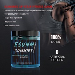 ESUNM Creatine Monohydrate Gummies, Sweet Raspberry, 150 Servings, Sugar-Free