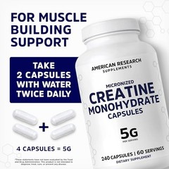 Creatine Monohydrate 5G Capsules 60 Servings Micronized
