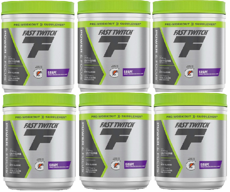 LOT OF 6 Fast Twitch Gatorade Pre Workout Powder Supplement Grape 16.2 oz 6-25
