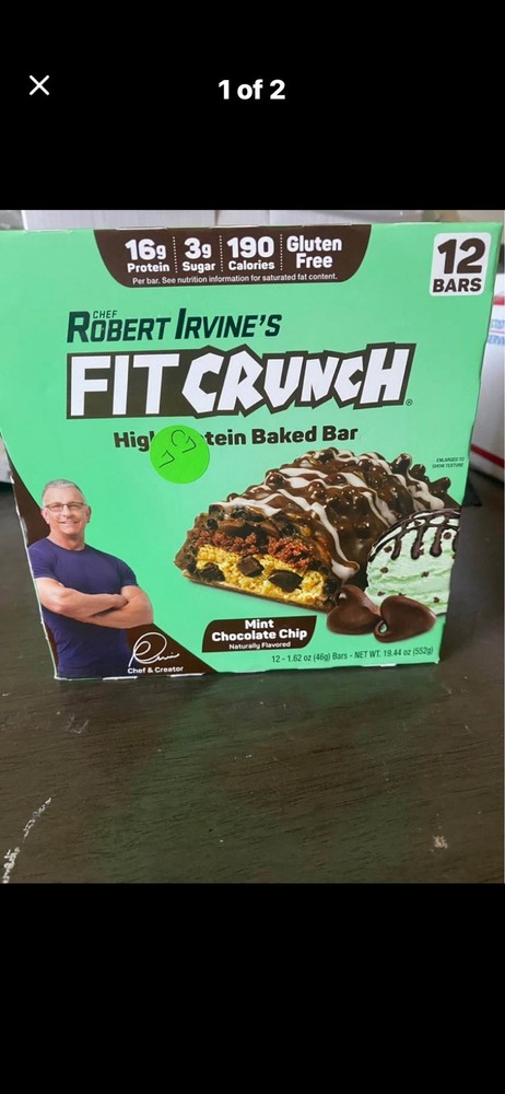 Fit Crunch Mint Chocolate Chip Protein Baked Bars, 12ct best by 01/2027