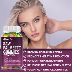 Saw Palmetto Gummies Standardized | Prostate Support & Hair Growth Formula 60pcs