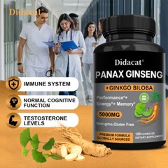 Ginseng + Ginkgo for Brain Function, Blood Circulation,Performance Energy Memory