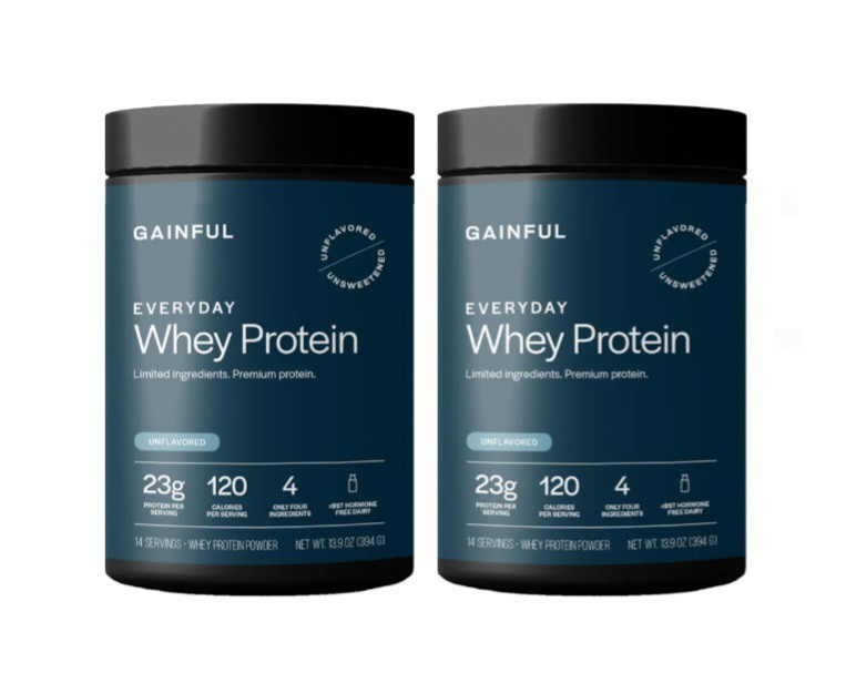 Gainful Everyday Whey Protein Powder 23g Protein per Serving Unflavored (2 PACK)