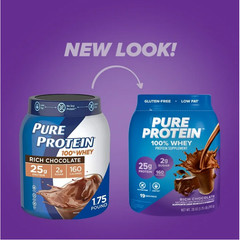 Pure Protein 100% Whey Powder, Rich Chocolate, 25g Protein, 1.75 lb
