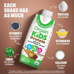 Orgain Organic Kids 8.25 Fl Oz (Pack of 12), Grass Fed Shakes