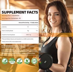 Happyummmm Creatine Monohydrate 5000MG 90 Ct Flavor Exp 10/2026