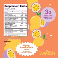 Wellah Creatine + Hydration Powder (Mango Passionfruit) 30 Servings – Drink Mix