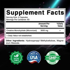 Vitamatic Creatine Monohydrate Capsules 3000mg (3g) per serving – Micronized