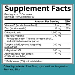 D-Aspartic Acid -Testosteron Booster, Energy & Stamina, Muscle Gain Capsules