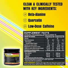 Energize Pre Workout Powder – Beta-Alanine, Quercetin & Low-Dose Caffeine Formul