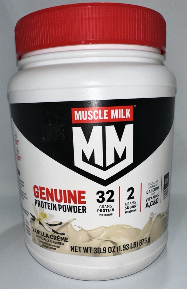 Muscle Milk Genuine Protein Powder, Vanilla Crème 30.9oz BB: 03/27