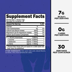 Primal BCAA Powder Blue Raz (30 SERV) (Blue Raspberry Flavored) – 0 g Carbs
