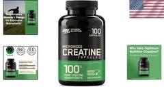 Pure Creatine Monohydrate Capsules by Optimum Nutrition – 100 Easy Swallow Pills