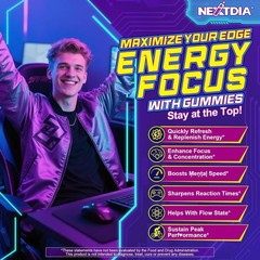 Energy & Focus Gummies with 100mg Caffeine Anhydrous for Gamers, Workers, etc