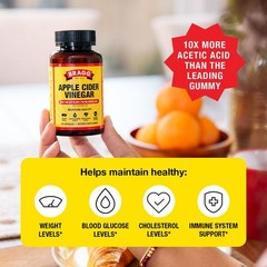 Organic Apple Cider Vinegar Capsules with Vitamin D and Zinc 90 Count Supports
