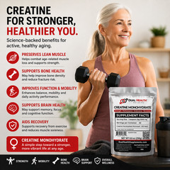 Creatine Monohydrate 200 Mesh (5g) Pure Dual Health Bulk Supplements Strength