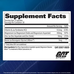 GAT Sport Essentials ZMAG-T Zinc, Magnesium, B6 + 90 Count (Pack of 1), Red