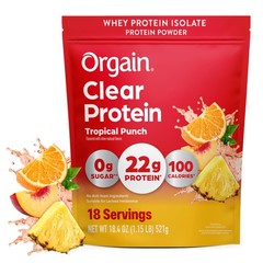 Orgain Clear Whey Protein Powder – Tropical Punch 18.4 Oz