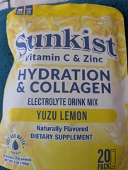 SUNKIST Vit.C & Zinc Hydration & Collagen Electrolyte Drink Mix Yulu Lemon 20 Pk