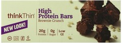 ThinkThin High Protein Bar, Brownie Crunch, 60 g, Bars, 10 Count 2.1 Ounce