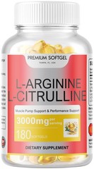L-Arginine L-Citrulline Nitric Oxide Booster 3000mg 180 Softgels 90 Servings USA