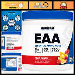 Essential Amino Acids EAA Powder – 30 Servings Fruit Punch, Non-GMO, Gluten Free