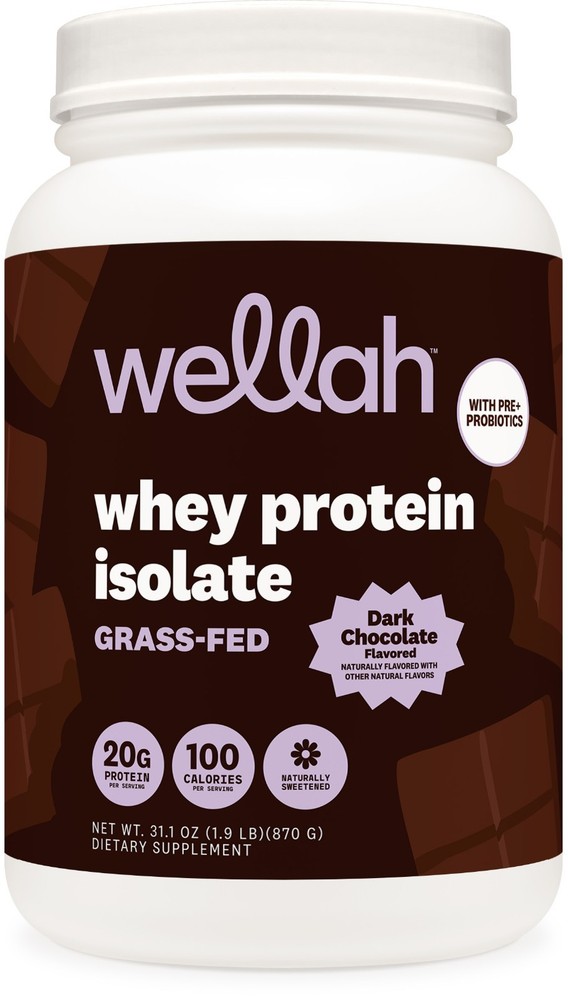Wellah Grass-Fed Whey Protein Isolate Powder (Dark Chocolate) 30 Servings