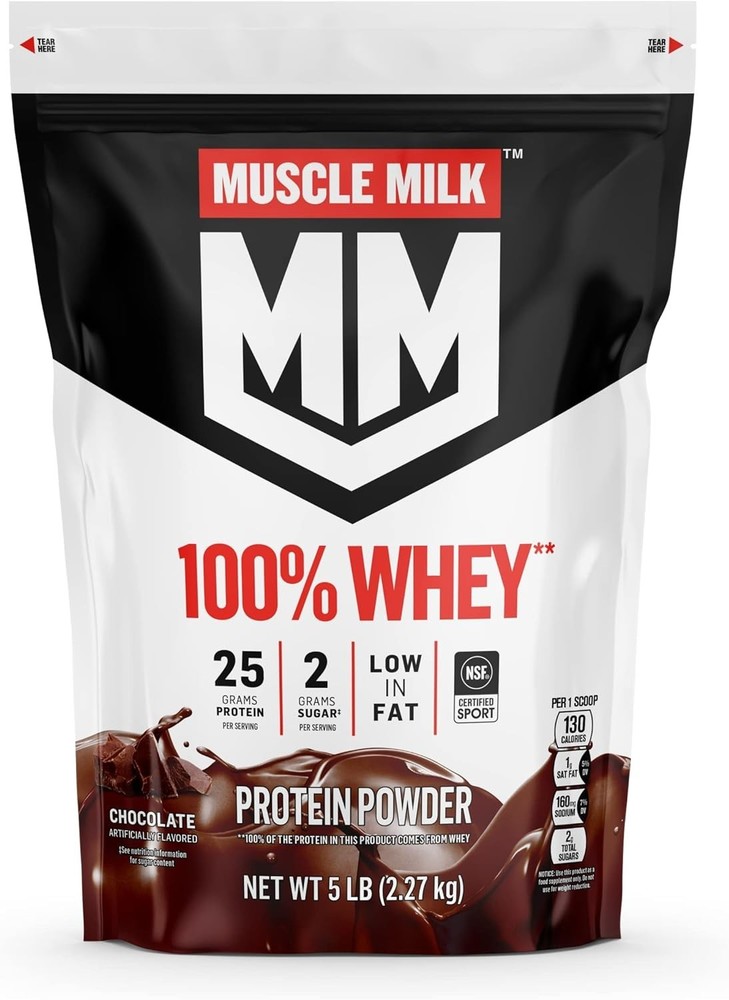 Muscle Milk 100% Whey Protein Powder, Chocolate, 5 Pound EXP 1/26 PK 2