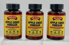 Lot of 3 Bragg Apple Cider Vinegar 90 Capsules Each Dietary Supplement EXP 03/27