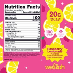 Wellah Clear Whey Protein Isolate Powder (Raspberry Lemonade) 30 Servings