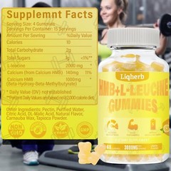 Liqherb HMB L-Leucine Gummies 3000mg Muscle Recovery 120 Ct Vegan Non-GMO