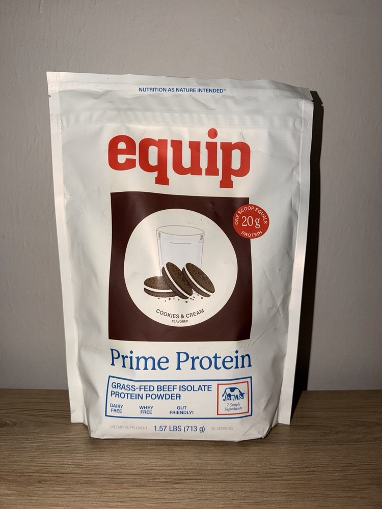 Equip Foods Prime Protein Powder Grass Fed Beef Protein Cookies Cream New 01/28