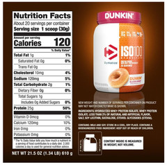 Dymatize ISO100 Hydrolyzed Whey Isolate Dunkin’ Glazed Donut 20 Servings