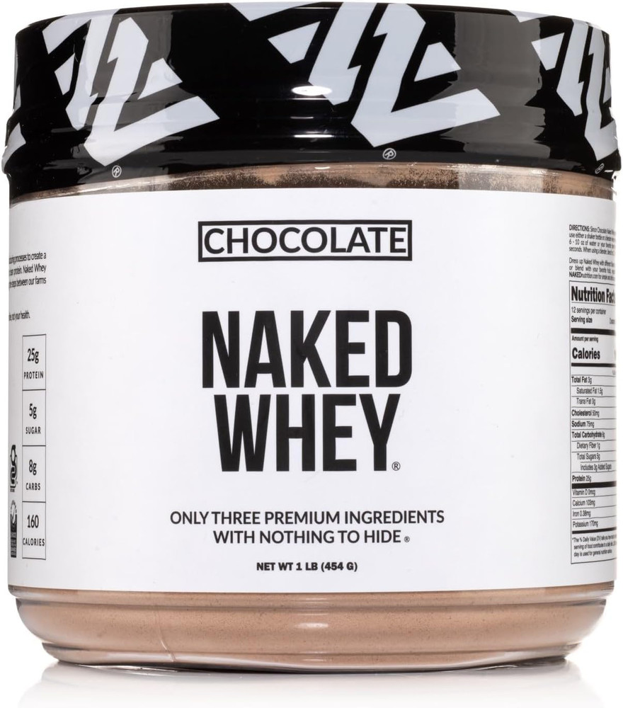 NAKED Chocolate Whey Protein Powder 1Lb | Grass Fed, Organic Cacao, Gluten Free