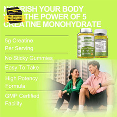 Creatine Monohydrate Gummies, Creatine for Men & Women, Chewable Creatine for En