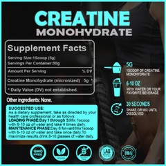 Micronized Creatine Monohydrate Powder 100/250g, 5g Servings,Unflavored Creatine