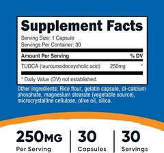 Premium Tudca Nutritional Supplement 30 Capsules Non GMO Gluten Free 250mg