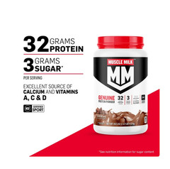 Muscle Milk Genuine Protein Powder, Vanilla, 32g Protein, 1.9lb, 30.9oz