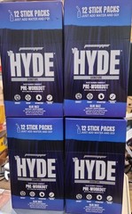 (4) Boxes MR Hyde Signature Pre-Workout, 48 Sticks Blue Razz Flavor EXP 7/26