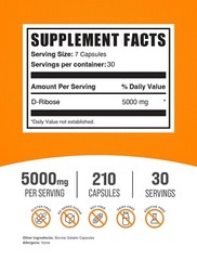 BulkSupplements D-Ribose 210 Capsules – 5g Per Serving