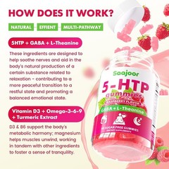 Saajoor 5-HTP 300mg Gummies with GABA+L-Theanine & Vitamin D3, Circadian Support