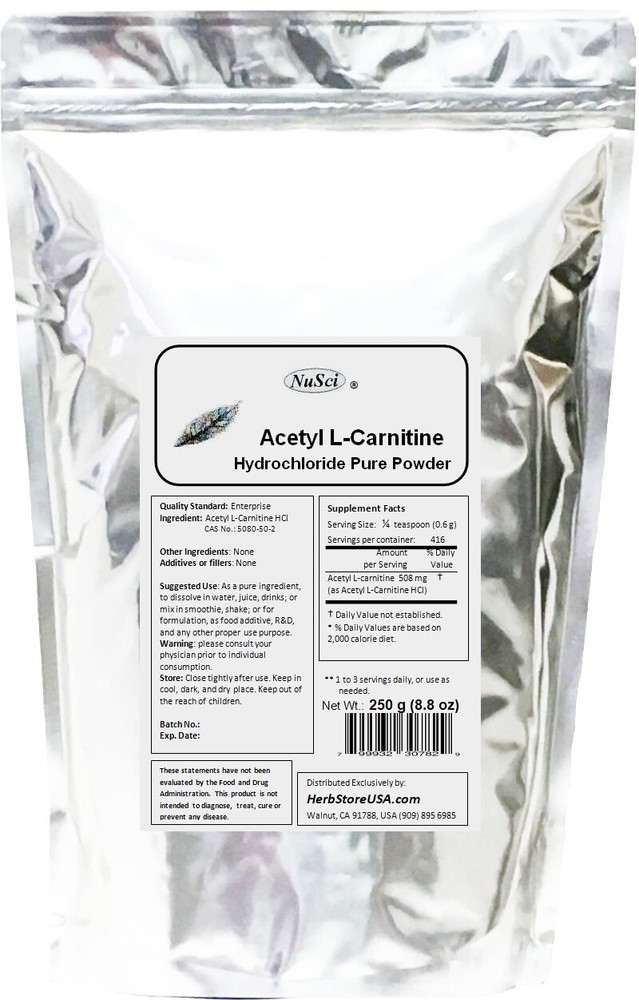 NuSci Acetyl L-Carnitine Powder ALC 250g (8.8 oz) Amino Acid longevity memory