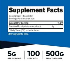 Nutricost Pure Creatine Monohydrate Micronized 500 gr Powder 100 Serv Exp 1/2027
