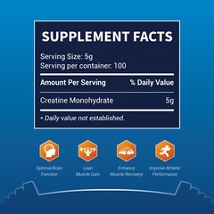 100% Pure Creatine Monohydrate 500g Micronized Powder 100 Servings Unisex