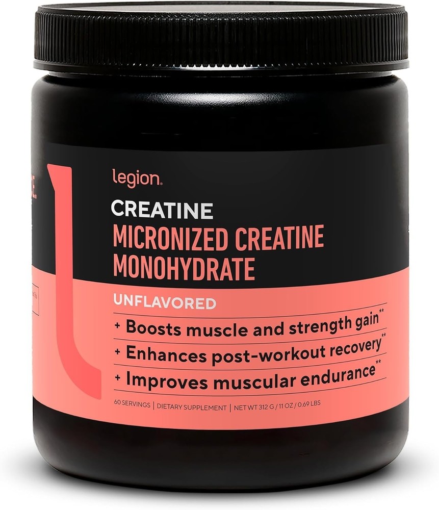 NEW LEGION Micronized Creatine Monohydrate Supplement Powder Unflavored 60 Serv