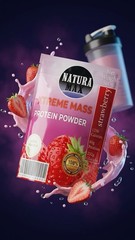 Natura Max Extreme Mass Protein Powder for Muscle Gain, Strawberry, 500g