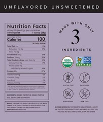 Truvani Organic Unflavored Plant Protein Powder, 19.75 Ounce Container