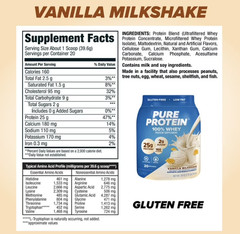 Pure Protein 100% Whey Protein Powder, Vanilla Cream, 25g Protein, 1.75 lbs