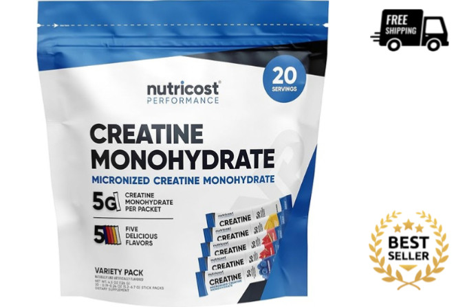 Nutricost Creatine Monohydrate Variety Stickpacks (5 Flavors, 20 Servings)
