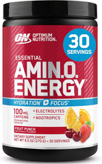 Optimum Nutrition Amino Energy Powder plus Focus, BCAA, Electrolytes, FruitPunch